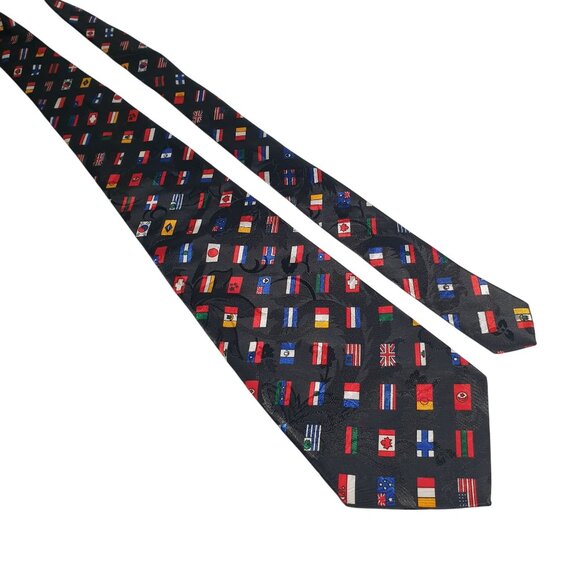 Dino Romario Handmade Silk National Necktie Flags Teacher Government Politics - Picture 1 of 5